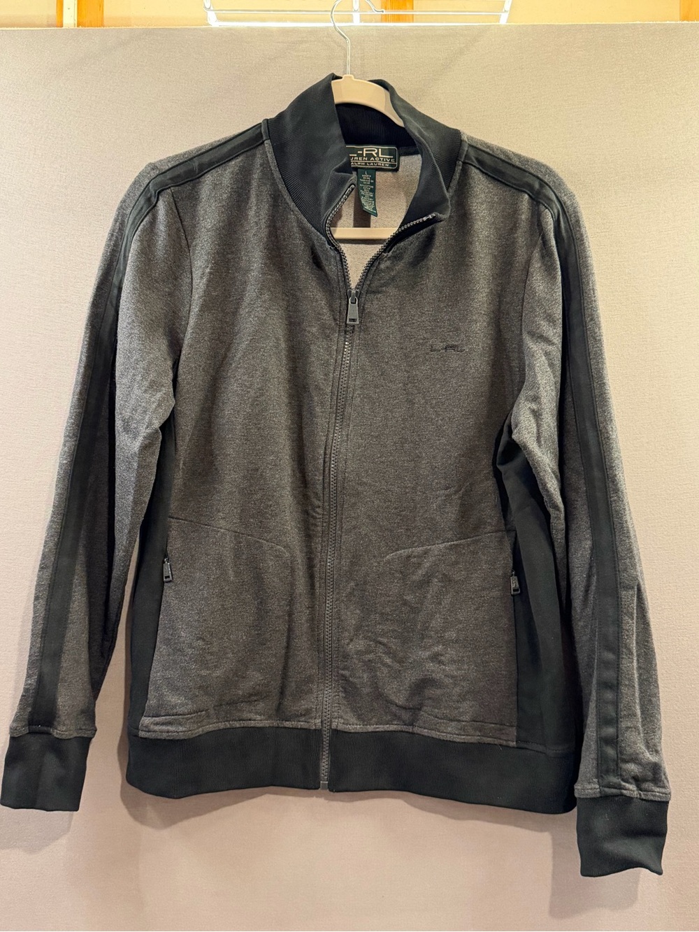 Lauren Ralph Lauren Dark Gray Full-Zip womens Sweater Jacket large activewear